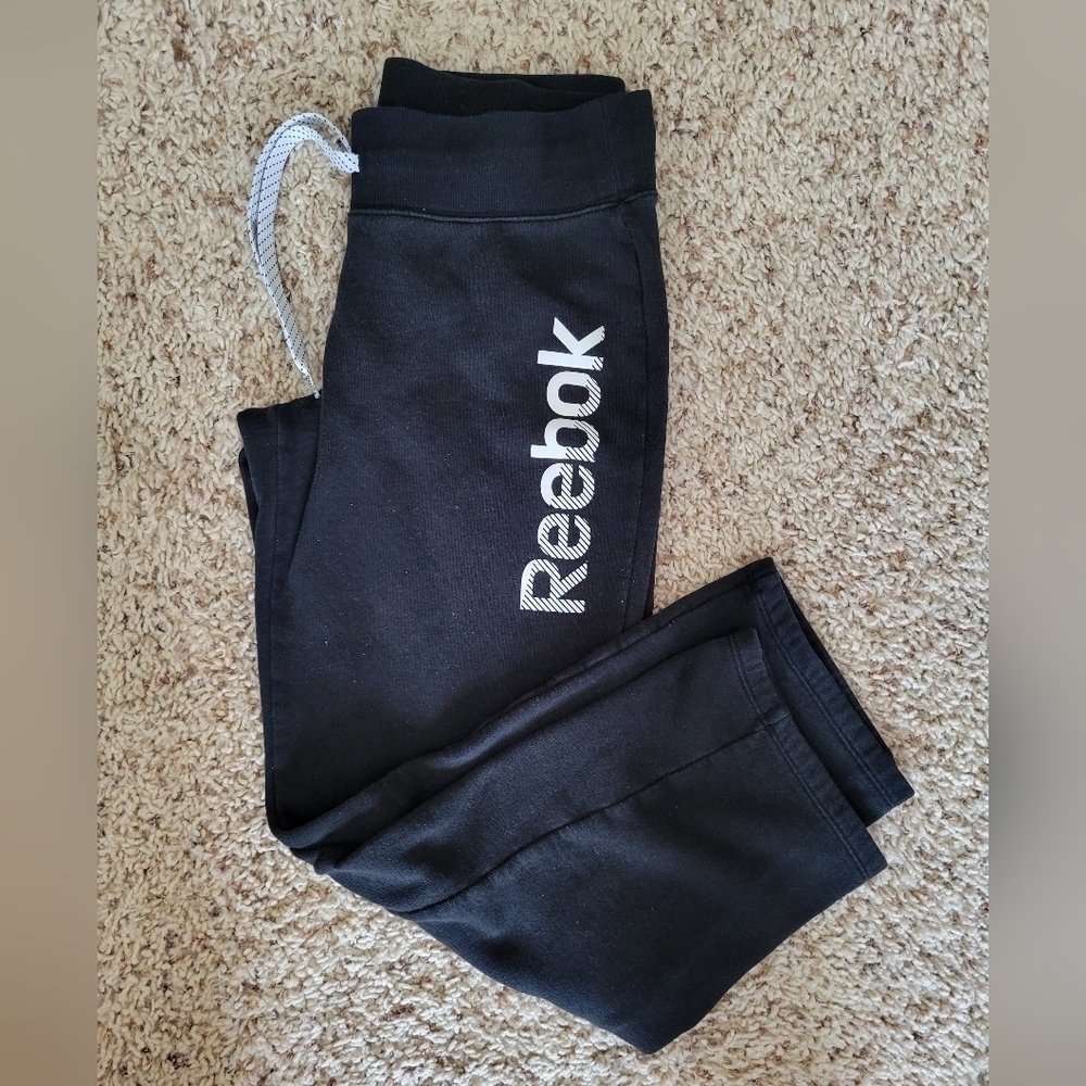 Reebok black drawstring sweatpants women's S